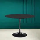 Mesa Tulipa Eero Saarinen H 73 Redonda em Cerâmica Noir Soft Made in Italy - Escarlate Viadurini