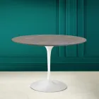 Mesa Tulipa Eero Saarinen H 73 Redonda em cerâmica Pietra Grey Made in Italy - Escarlate Viadurini
