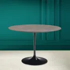 Mesa Tulipa Eero Saarinen H 73 Redonda em cerâmica Pietra Grey Made in Italy - Escarlate Viadurini