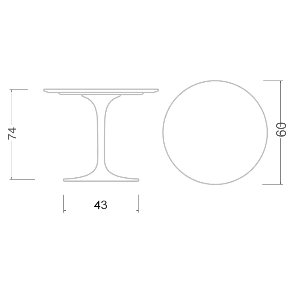 Mesa Tulipa Eero Saarinen H 73 Redondo Cerâmica Rem Made in Italy - Escarlate Viadurini