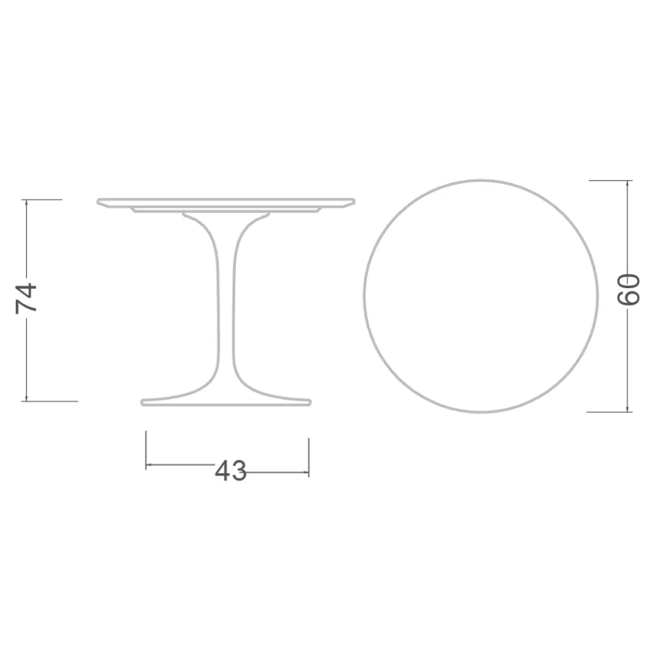 Mesa Tulipa Eero Saarinen H 73 Redonda Cerâmica Sirius Made in Italy - Escarlate Viadurini