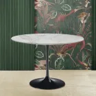 Mesa Tulipa Eero Saarinen H 73 Redonda em mármore Arabescato Made in Italy - Escarlate Viadurini