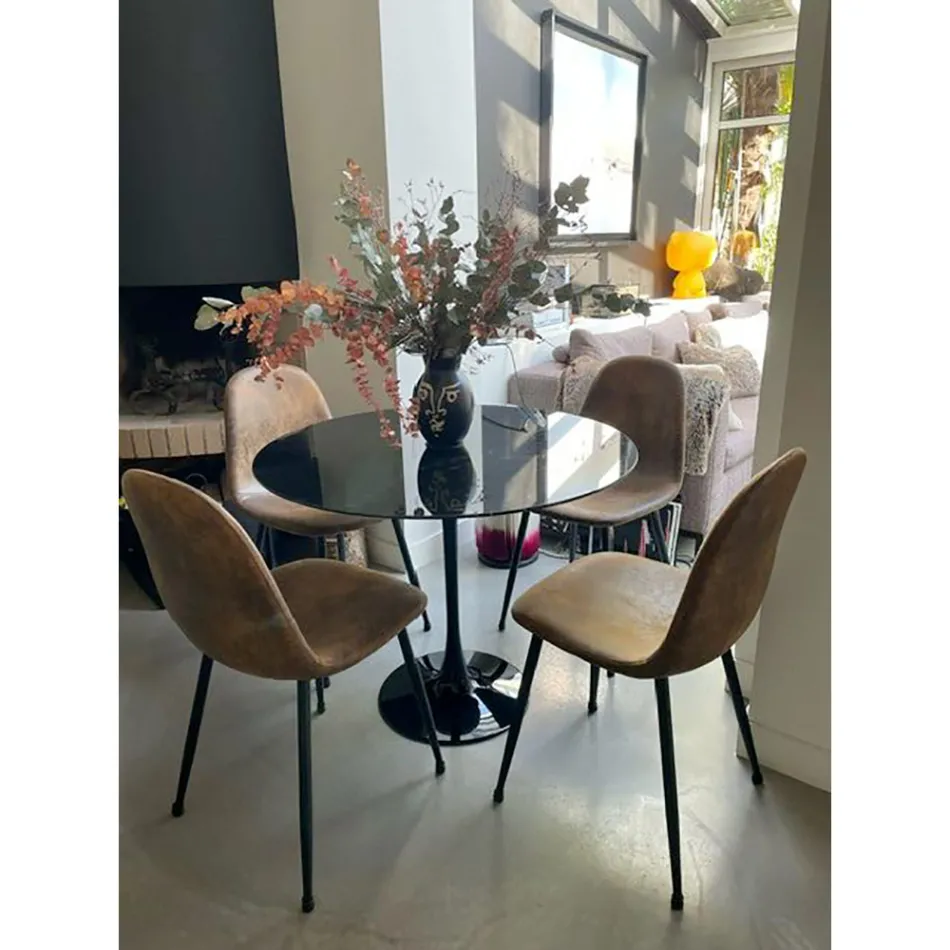 Mesa Tulipa Eero Saarinen H 73 Redonda em mármore preto Marquinia Made in Italy - Escarlate Viadurini