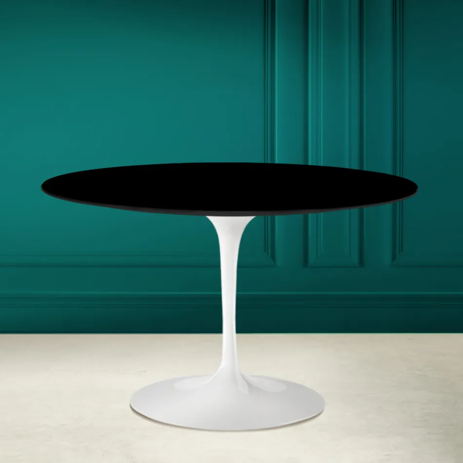 Mesa Tulipa Eero Saarinen H 73 Redonda em Preto Absoluto Made in Italy - Scarlet Viadurini