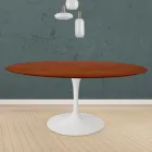Mesa Tulipa Eero Saarinen H 73 Redonda em carvalho manchado de cerejeira Made in Italy - Escarlate Viadurini