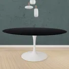 Mesa Tulipa Eero Saarinen H 73 Redonda em Carvalho Preto Manchado Made in Italy - Escarlate Viadurini