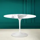 Mesa Tulipa Eero Saarinen H 73 Redonda em Statuario Altissimo Made in Italy - Escarlate Viadurini