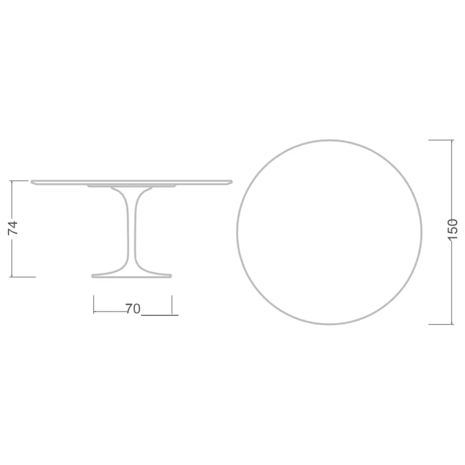 Mesa Eero Saarinen Tulip H 74 com tampo em MDF laminado líquido preto - Scarlet Viadurini