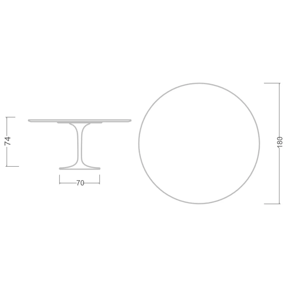 Mesa Eero Saarinen Tulip H 74 com tampo em MDF laminado líquido preto - Scarlet Viadurini