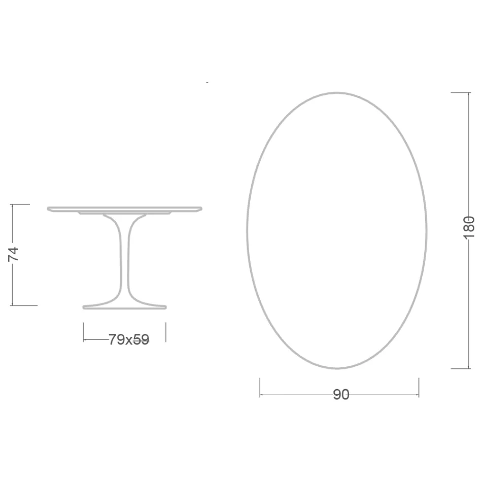 Mesa Tulipa Eero Saarinen H 74 com tampo oval em mármore Arabescato Made in Italy - Escarlate Viadurini