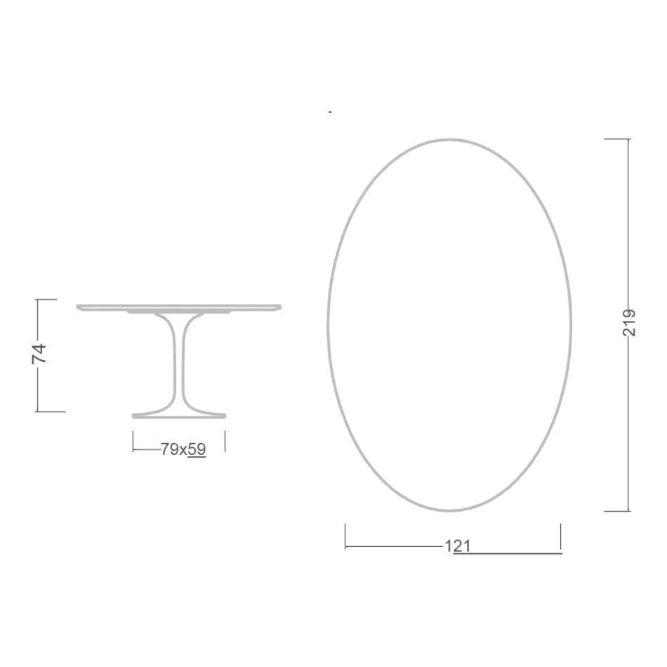 Mesa Tulipa Eero Saarinen H 74 com tampo oval em mármore Arabescato Made in Italy - Escarlate Viadurini