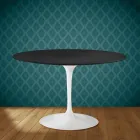 Mesa Tulipa de Eero Saarinen, 74 cm de altura, em cerâmica Domoos, fabricada na Itália - Vermelho Escarlate Viadurini