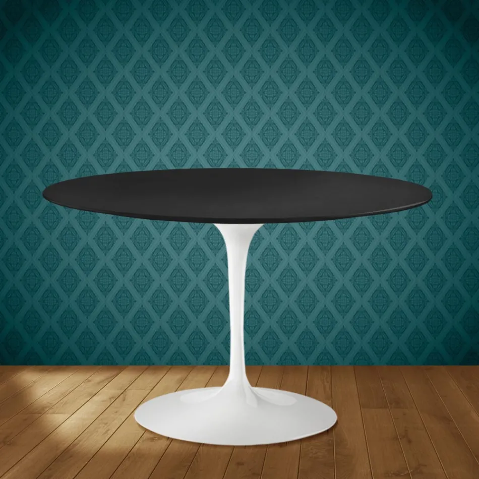 Mesa Tulipa de Eero Saarinen, 74 cm de altura, em cerâmica Domoos, fabricada na Itália - Vermelho Escarlate Viadurini