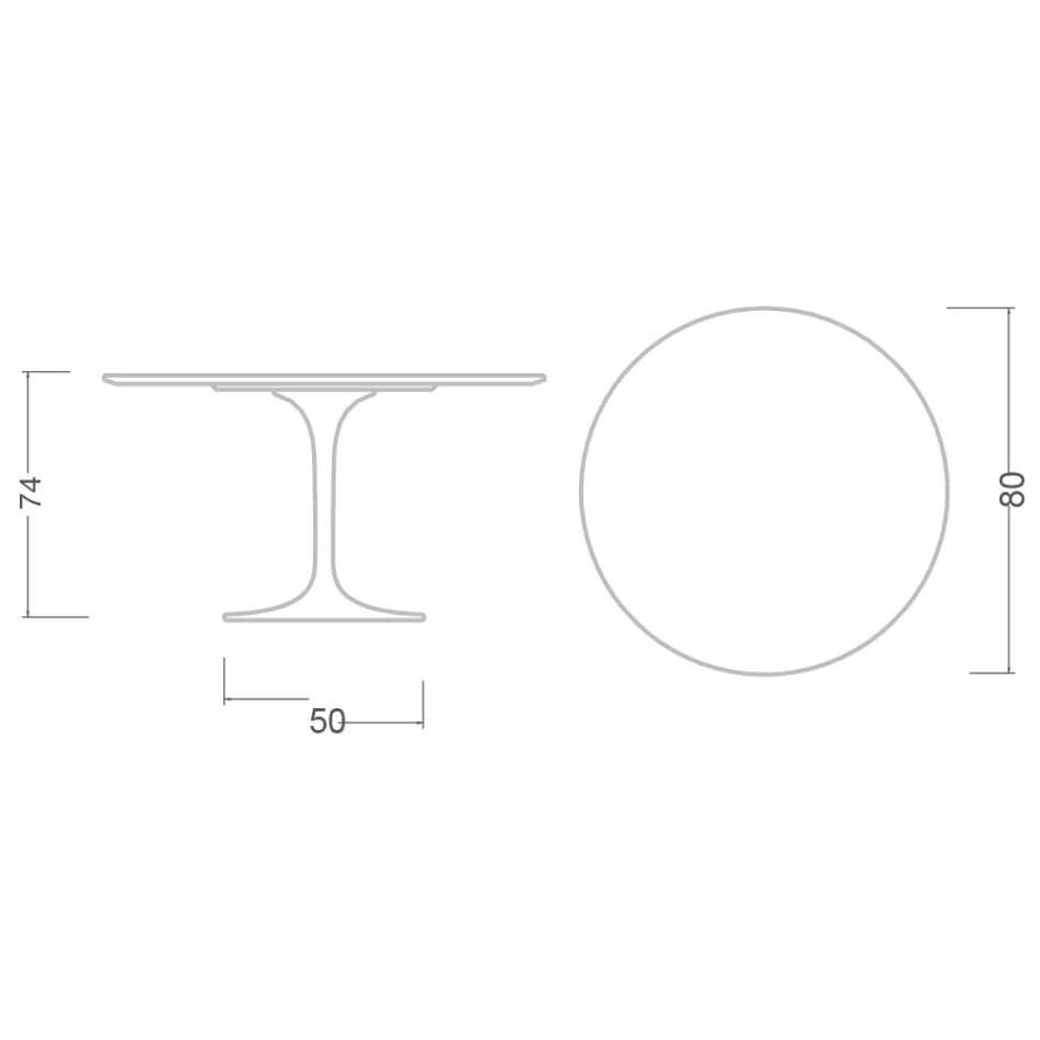 Mesa Tulipa de Eero Saarinen, 74 cm de altura, em cerâmica Domoos, fabricada na Itália - Vermelho Escarlate Viadurini