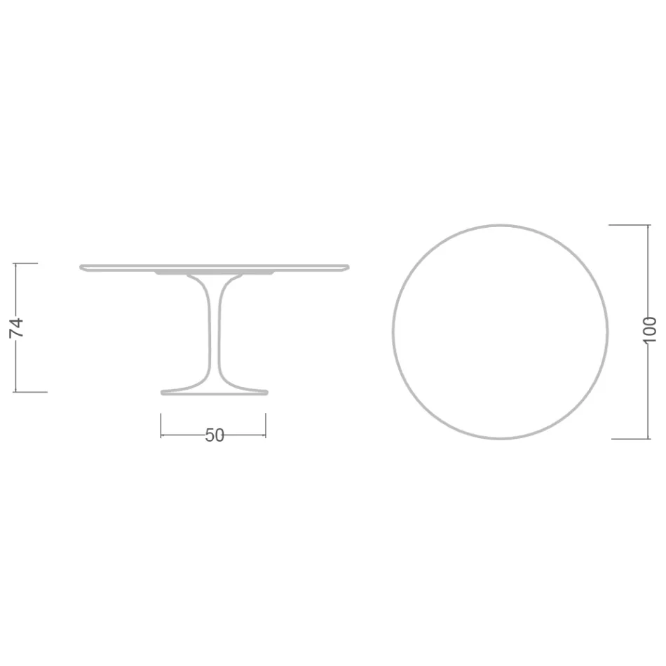Mesa Tulipa de Eero Saarinen, 74 cm de altura, em cerâmica Domoos, fabricada na Itália - Vermelho Escarlate Viadurini