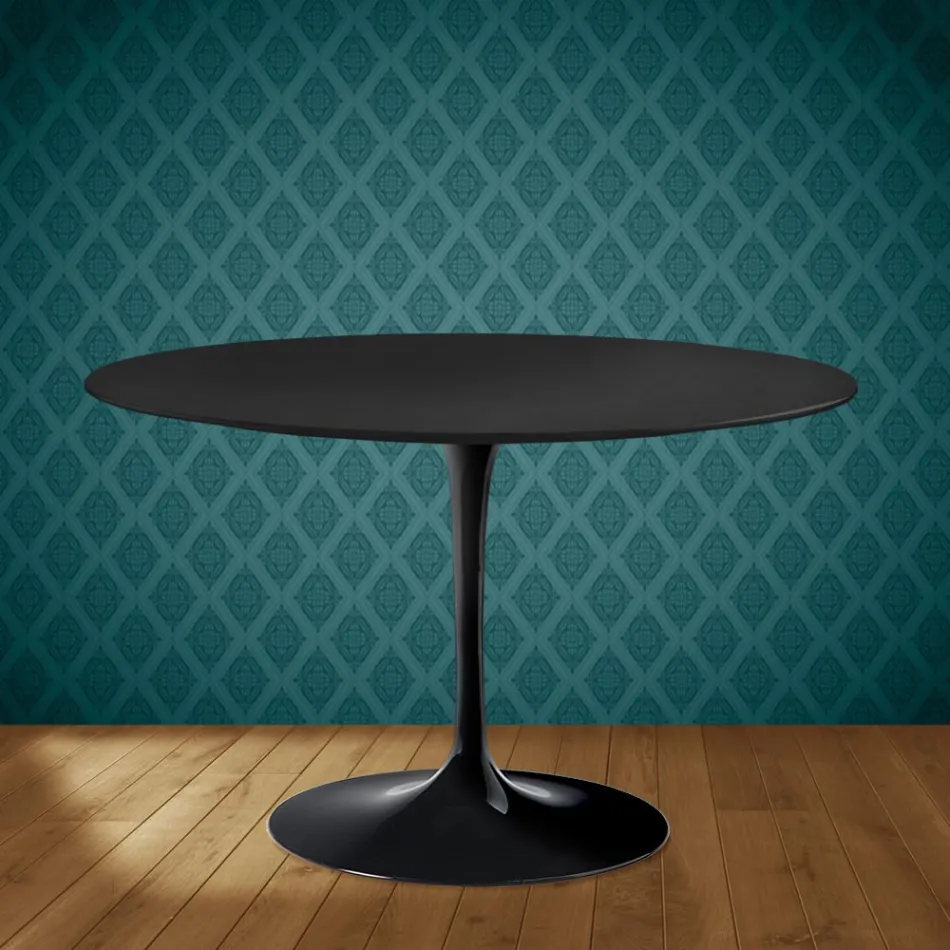 Mesa Tulipa de Eero Saarinen, 74 cm de altura, em cerâmica Domoos, fabricada na Itália - Vermelho Escarlate Viadurini