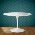 Mesa Tulipa de Eero Saarinen, 188 cm de altura, em cerâmica polida, fabricada na Itália - Vermelho Escarlate Viadurini