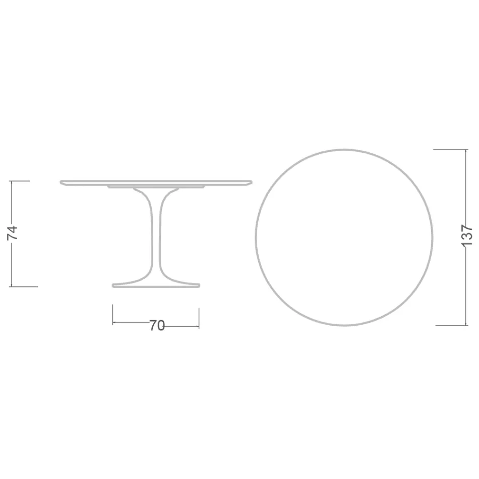 Mesa Tulipa de Eero Saarinen, 188 cm de altura, em cerâmica polida, fabricada na Itália - Vermelho Escarlate Viadurini