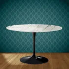 Mesa Tulipa de Eero Saarinen, 188 cm de altura, em cerâmica polida, fabricada na Itália - Vermelho Escarlate Viadurini
