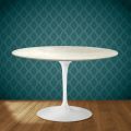 Mesa Tulipa de Eero Saarinen, altura 74, em cerâmica Marmorio, fabricada na Itália - Escarlate