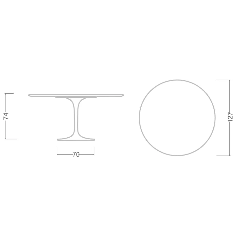 Mesa Tulipa de Eero Saarinen, altura 74, em cerâmica Marmorio, fabricada na Itália - Escarlate Viadurini