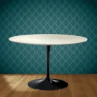 Mesa Tulipa de Eero Saarinen, altura 74, em cerâmica Marmorio, fabricada na Itália - Escarlate Viadurini