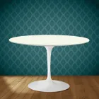 Mesa Tulipa de Eero Saarinen, 188 cm de altura, em cerâmica Moonè, fabricada na Itália - Vermelho Escarlate Viadurini