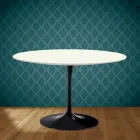 Mesa Tulipa de Eero Saarinen, 188 cm de altura, em cerâmica Moonè, fabricada na Itália - Vermelho Escarlate Viadurini