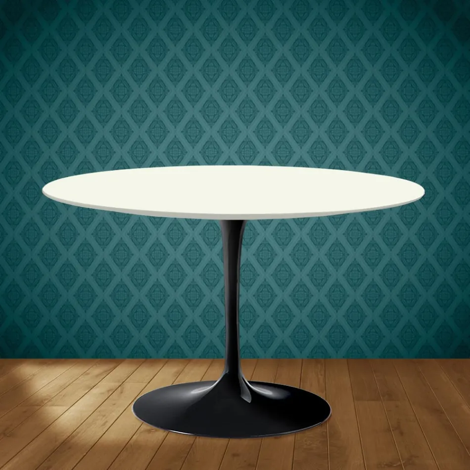 Mesa Tulipa de Eero Saarinen, 188 cm de altura, em cerâmica Moonè, fabricada na Itália - Vermelho Escarlate Viadurini