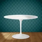 Mesa Tulipa de Eero Saarinen, 74 cm de altura, em cerâmica Salina, fabricada na Itália - Vermelho Escarlate Viadurini
