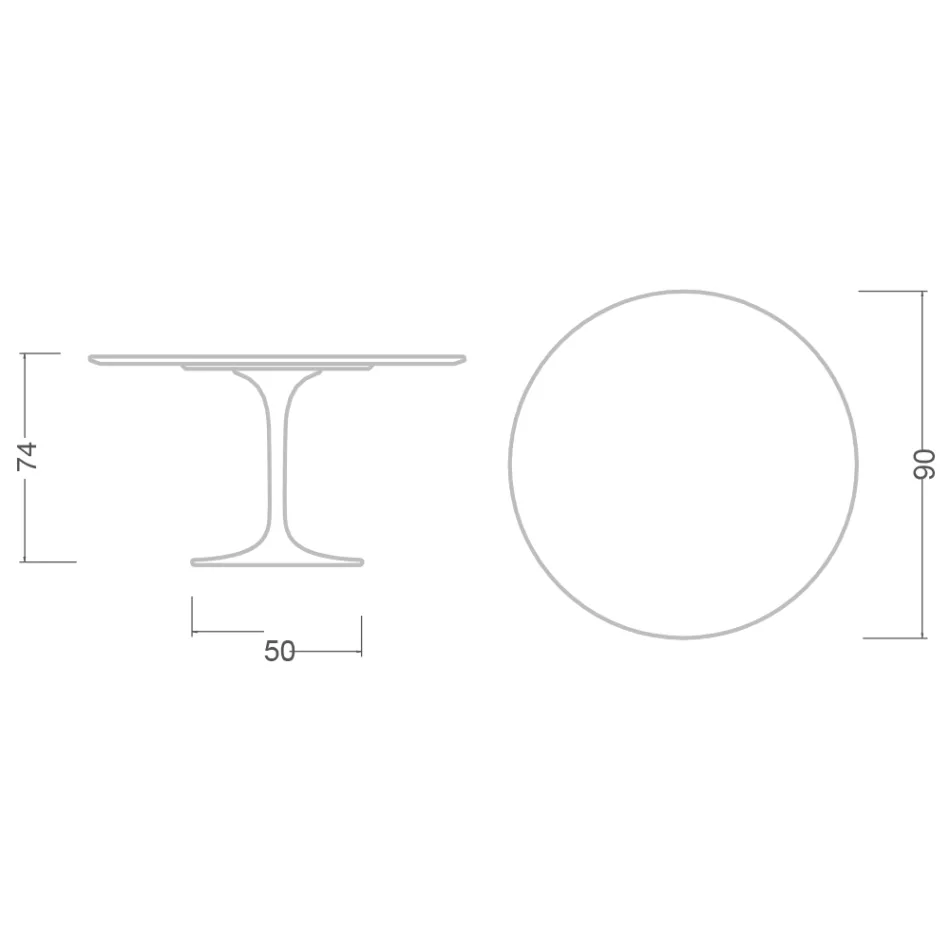 Mesa Tulipa de Eero Saarinen, 74 cm de altura, em cerâmica Salina, fabricada na Itália - Vermelho Escarlate Viadurini