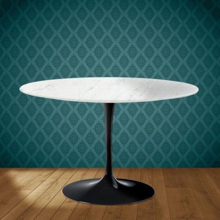 Mesa Tulipa de Eero Saarinen, 74 cm de altura, em cerâmica Salina, fabricada na Itália - Vermelho Escarlate Viadurini