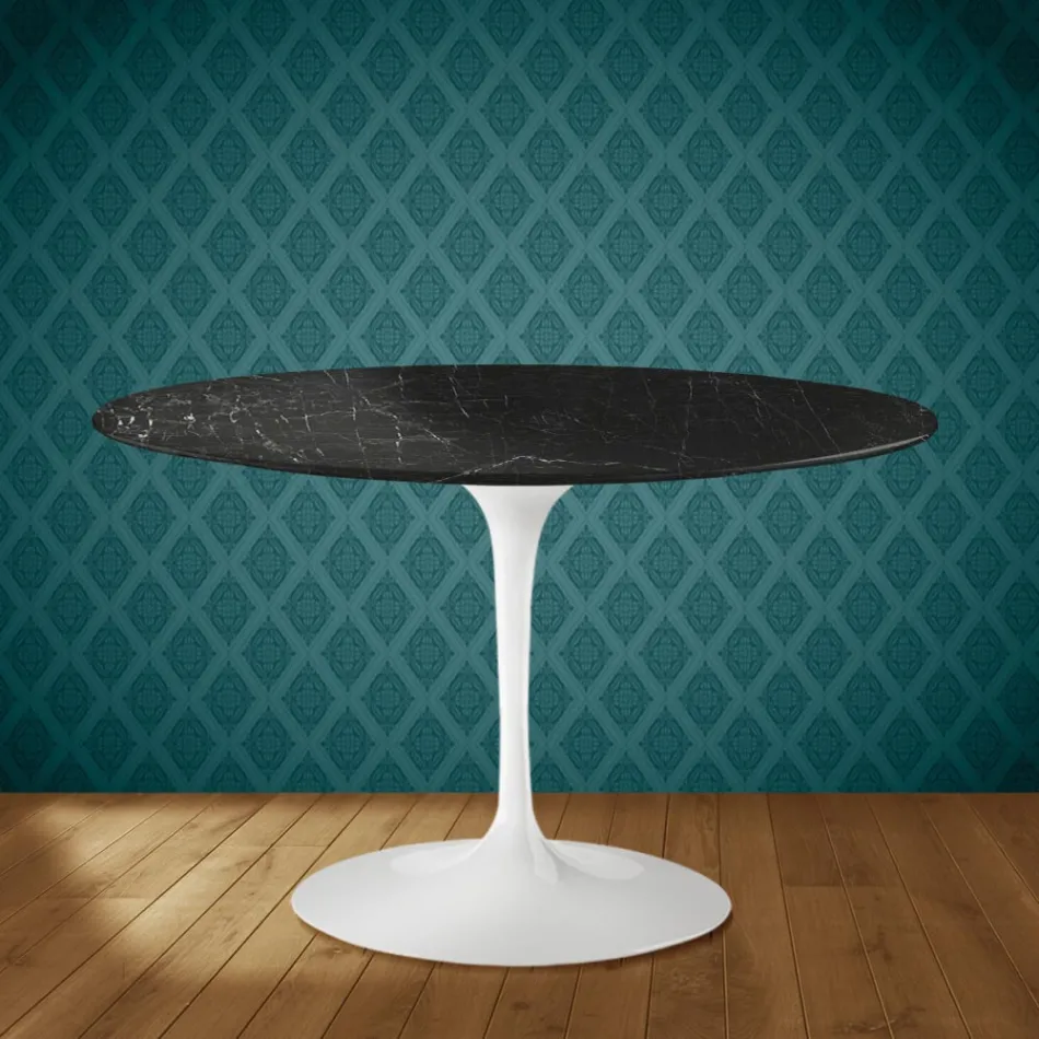 Mesa Tulipa de Eero Saarinen, altura 74, em cerâmica Somnia, fabricada na Itália - Escarlate Viadurini