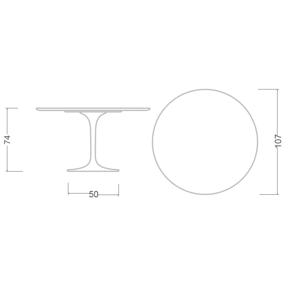 Mesa Tulipa de Eero Saarinen, altura 74, em cerâmica Somnia, fabricada na Itália - Escarlate Viadurini