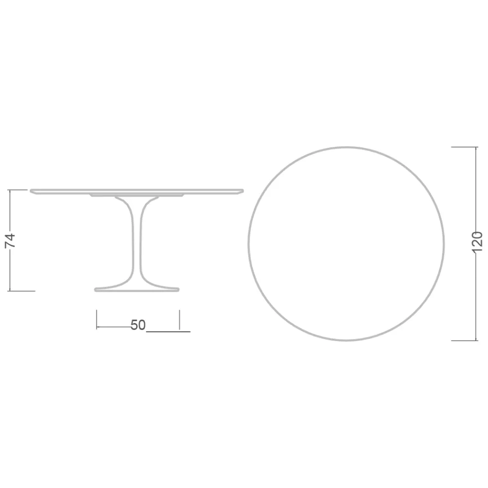 Mesa Tulipa de Eero Saarinen, altura 74, em cerâmica Somnia, fabricada na Itália - Escarlate Viadurini