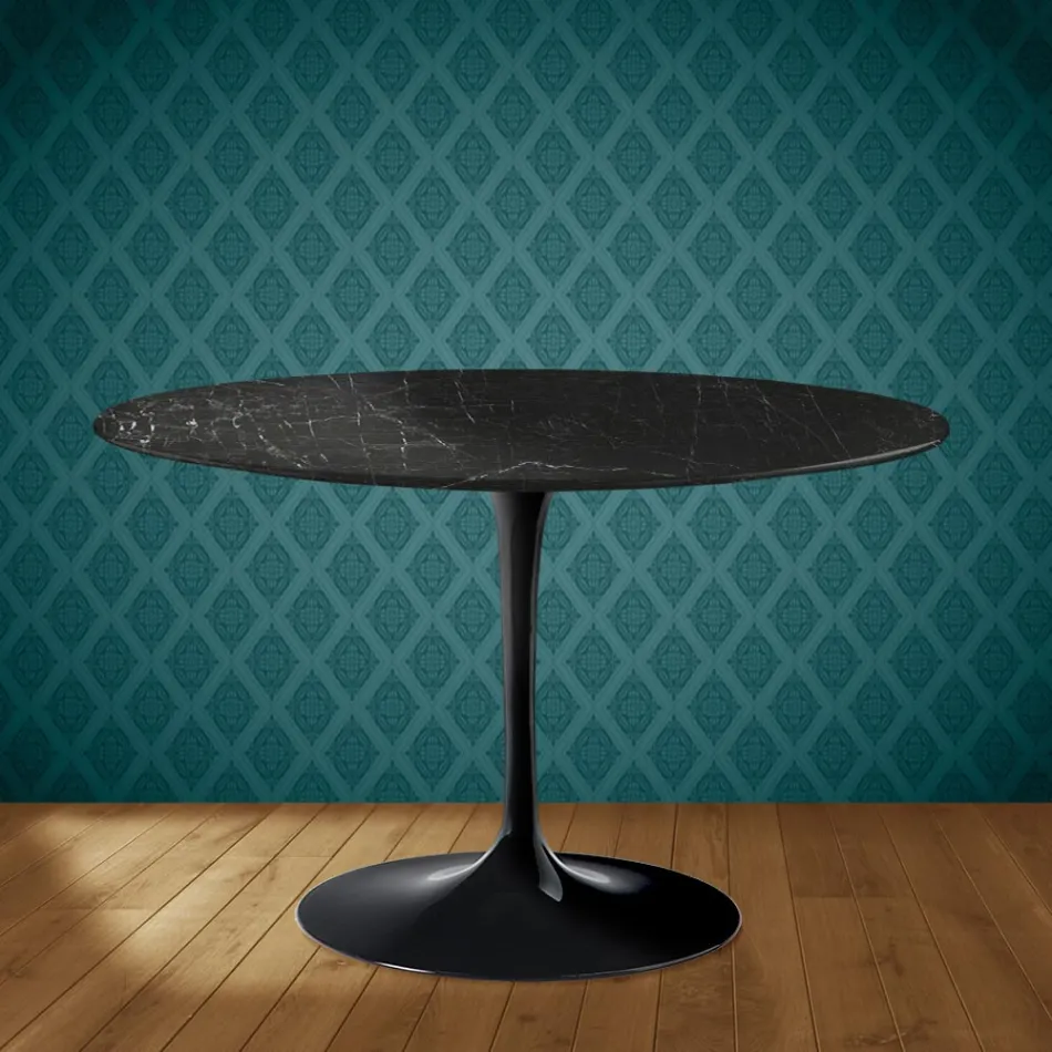 Mesa Tulipa de Eero Saarinen, altura 74, em cerâmica Somnia, fabricada na Itália - Escarlate Viadurini