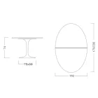 Mesa Eero Saarinen Tulip H 74 Oval Extensível em Laminado Líquido Preto - Escarlate Viadurini