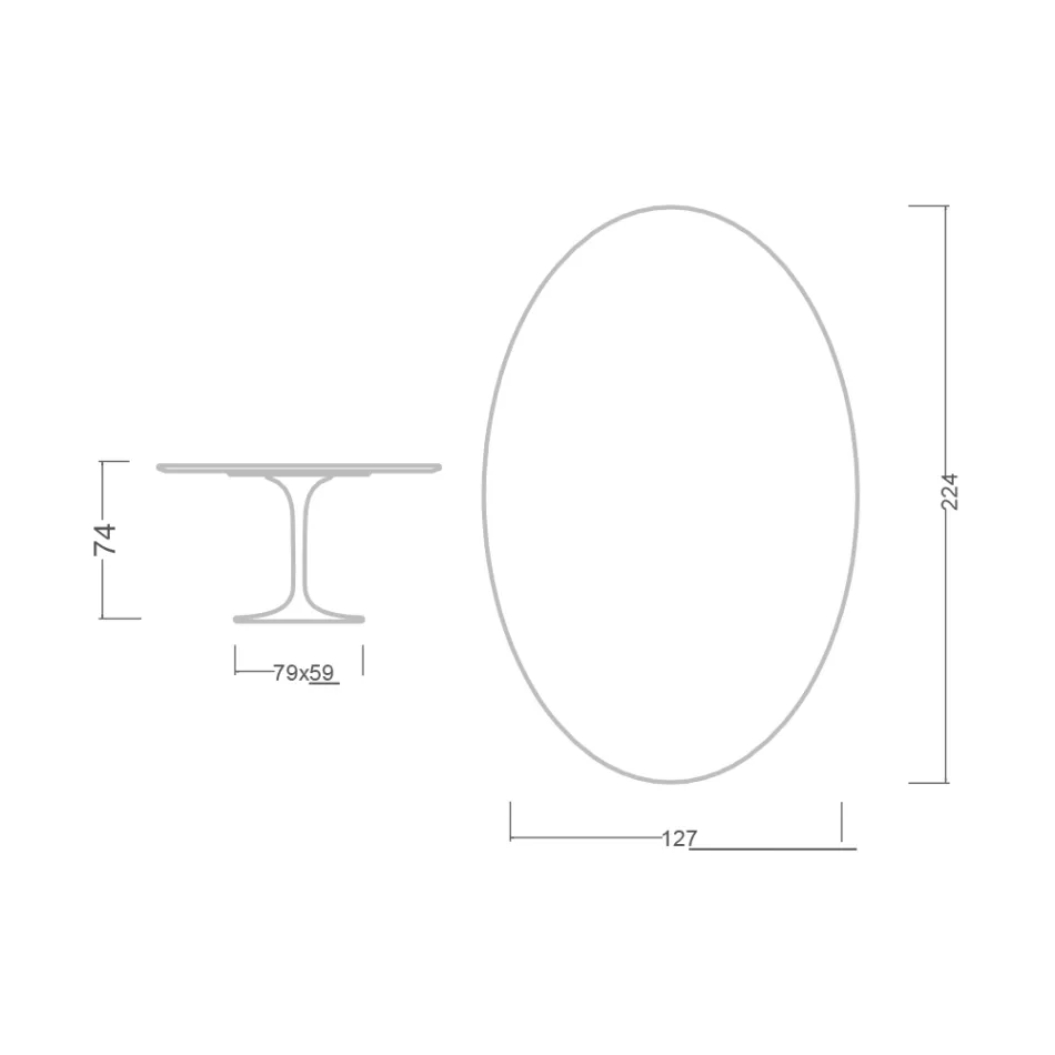 Mesa Tulipa H 74 Oval em Cerâmica Domoos, fabricada na Itália - Escarlate Viadurini