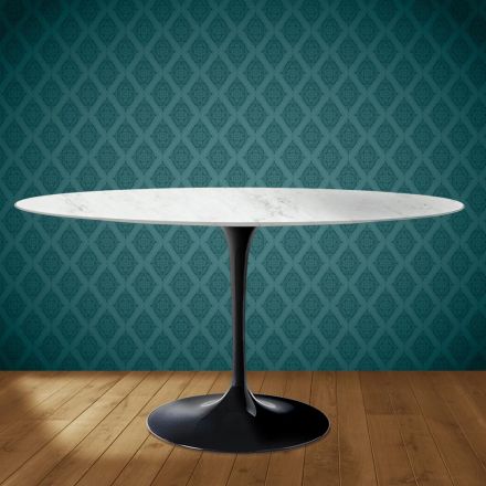 Mesa Tulipa H 74 Oval em Cerâmica Salina, fabricada na Itália - Escarlate Viadurini