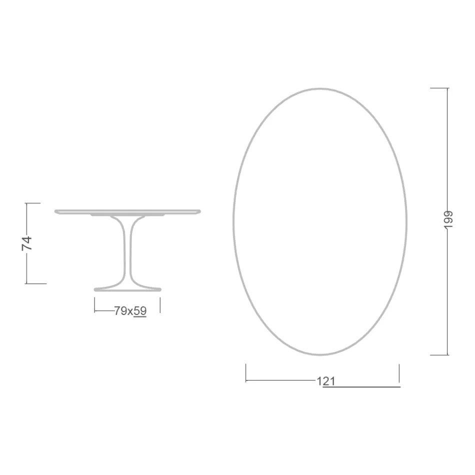 Mesa Tulipa H 74 Oval em Cerâmica Somnia, fabricada na Itália - Scarlet Viadurini