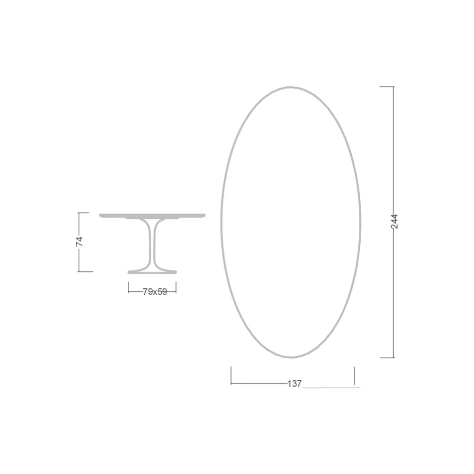 Mesa Tulipa H 74 Oval em Cerâmica Somnia, fabricada na Itália - Scarlet Viadurini