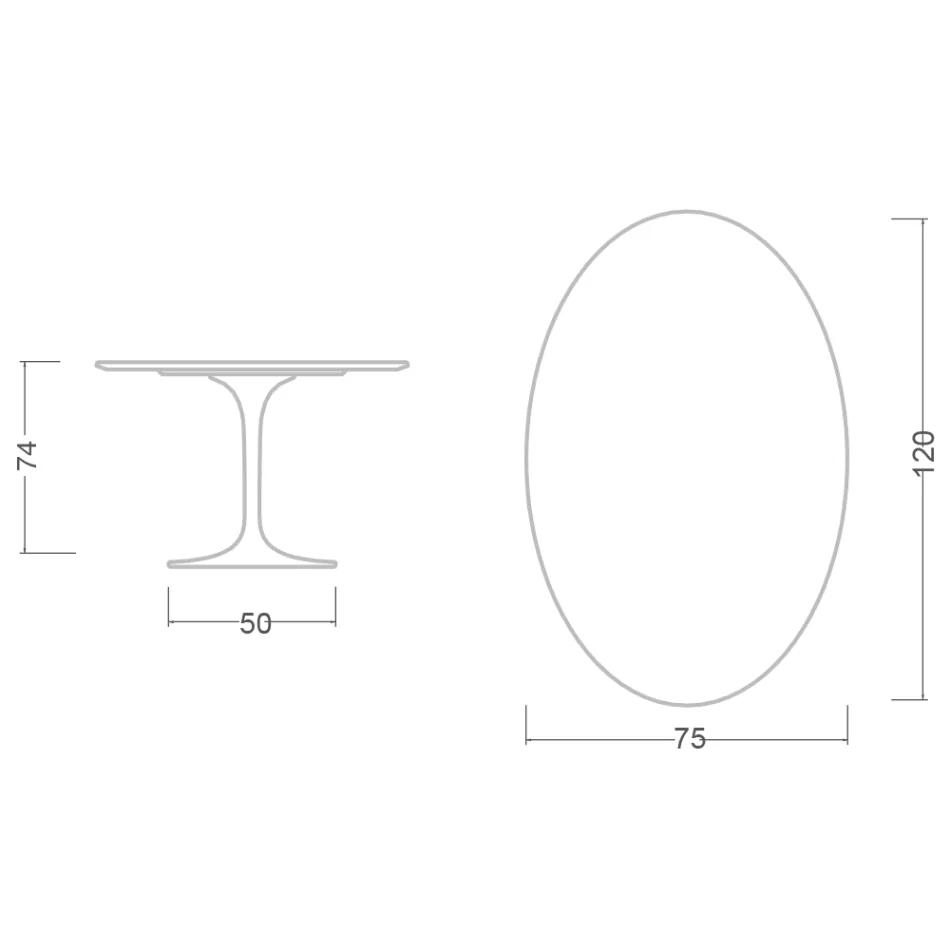Mesa Tulipa Oval Eero Saarinen H 74 em laminado líquido branco Made in Italy - Escarlate Viadurini