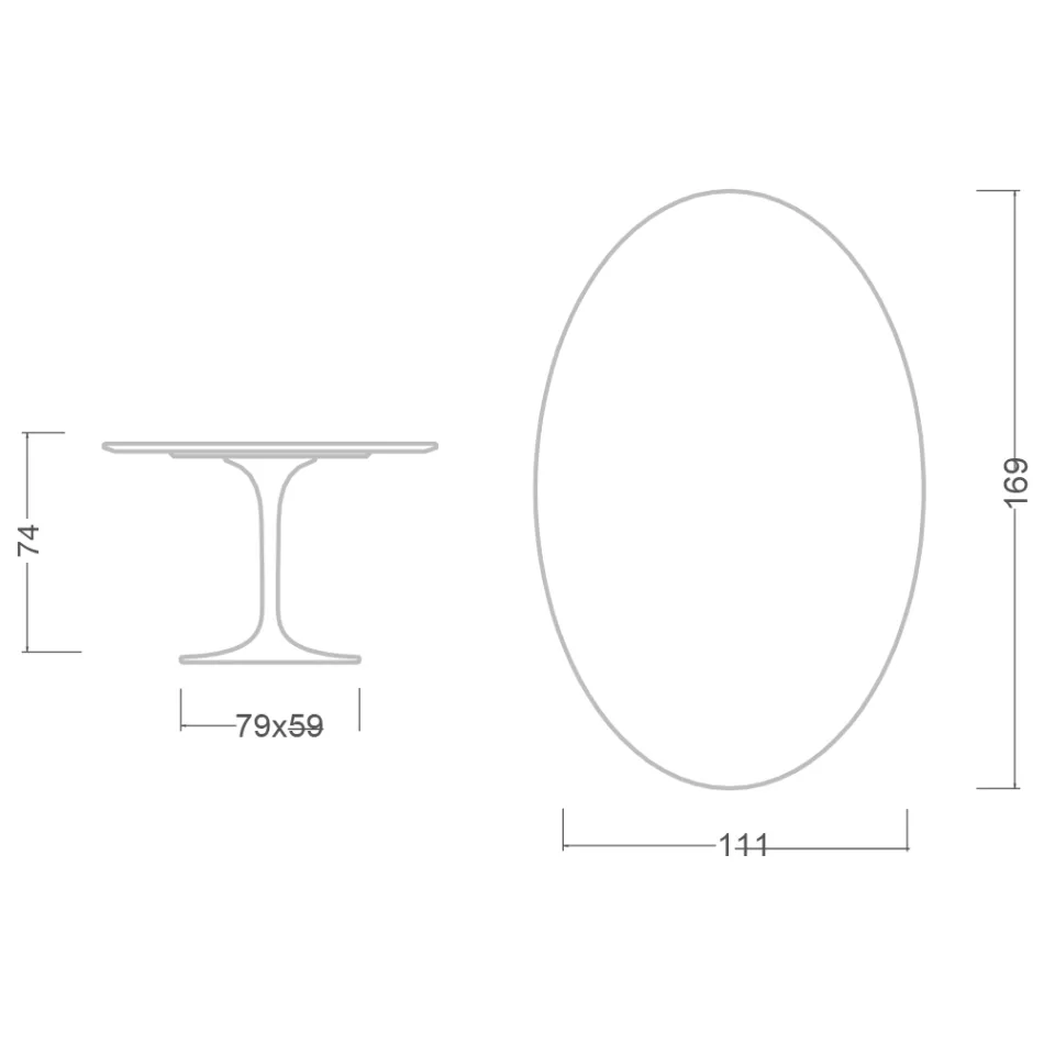 Mesa Tulipa Oval Eero Saarinen H 74 em laminado líquido branco Made in Italy - Escarlate Viadurini