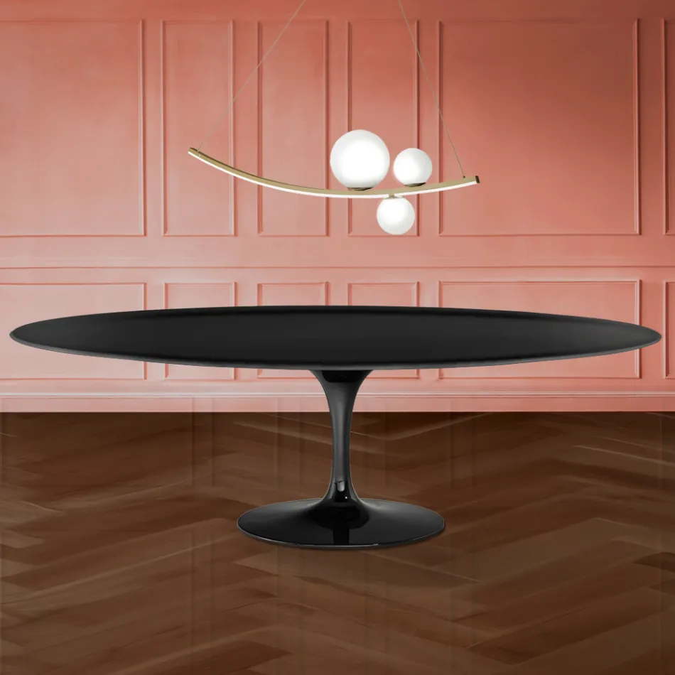Mesa Tulipa H 74 Oval em Laminado Líquido Fabricada na Itália - Escarlate Viadurini