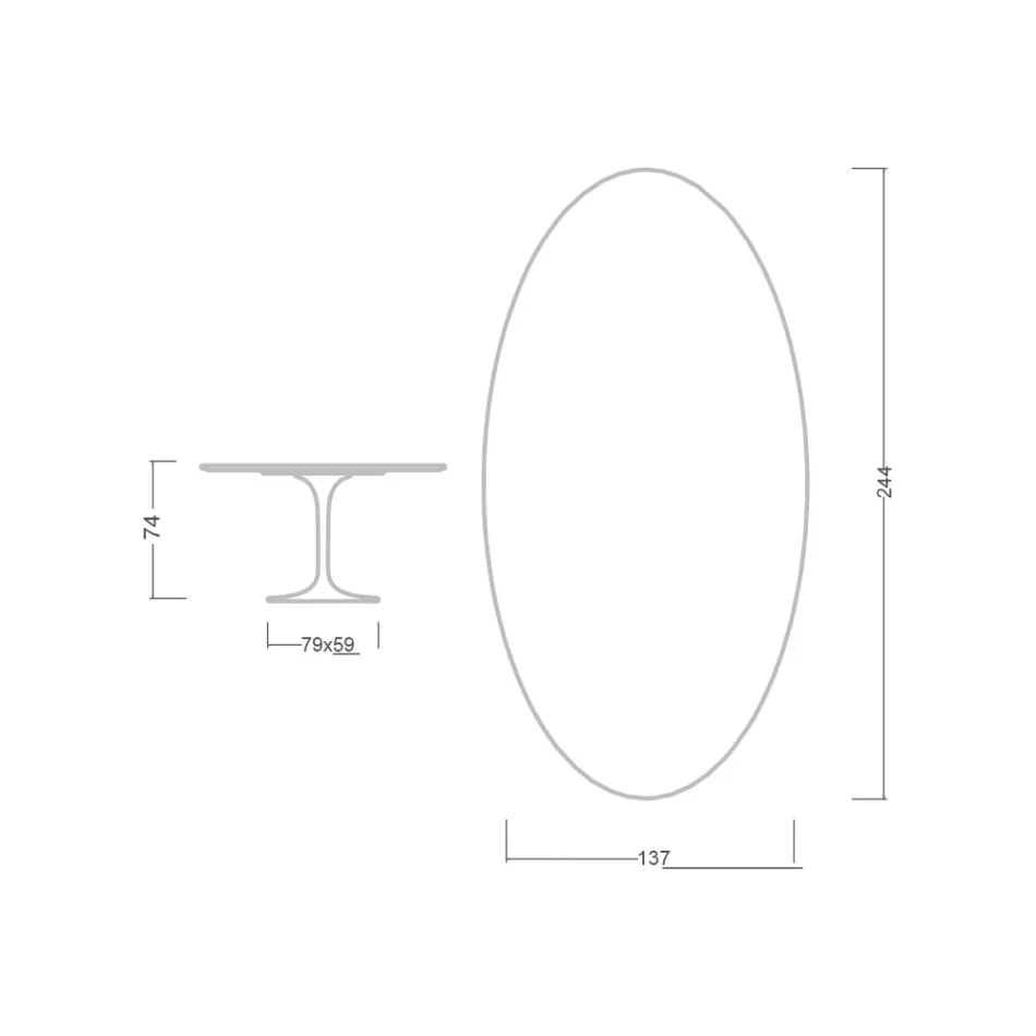 Mesa Tulipa Eero Saarinen H 74 Oval em Laminado Líquido Preto Made in Italy - Escarlate Viadurini