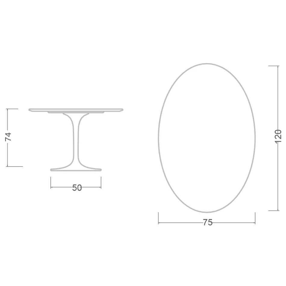 Mesa Tulipa Eero Saarinen H 74 Oval em Laminado Líquido Preto Made in Italy - Escarlate Viadurini