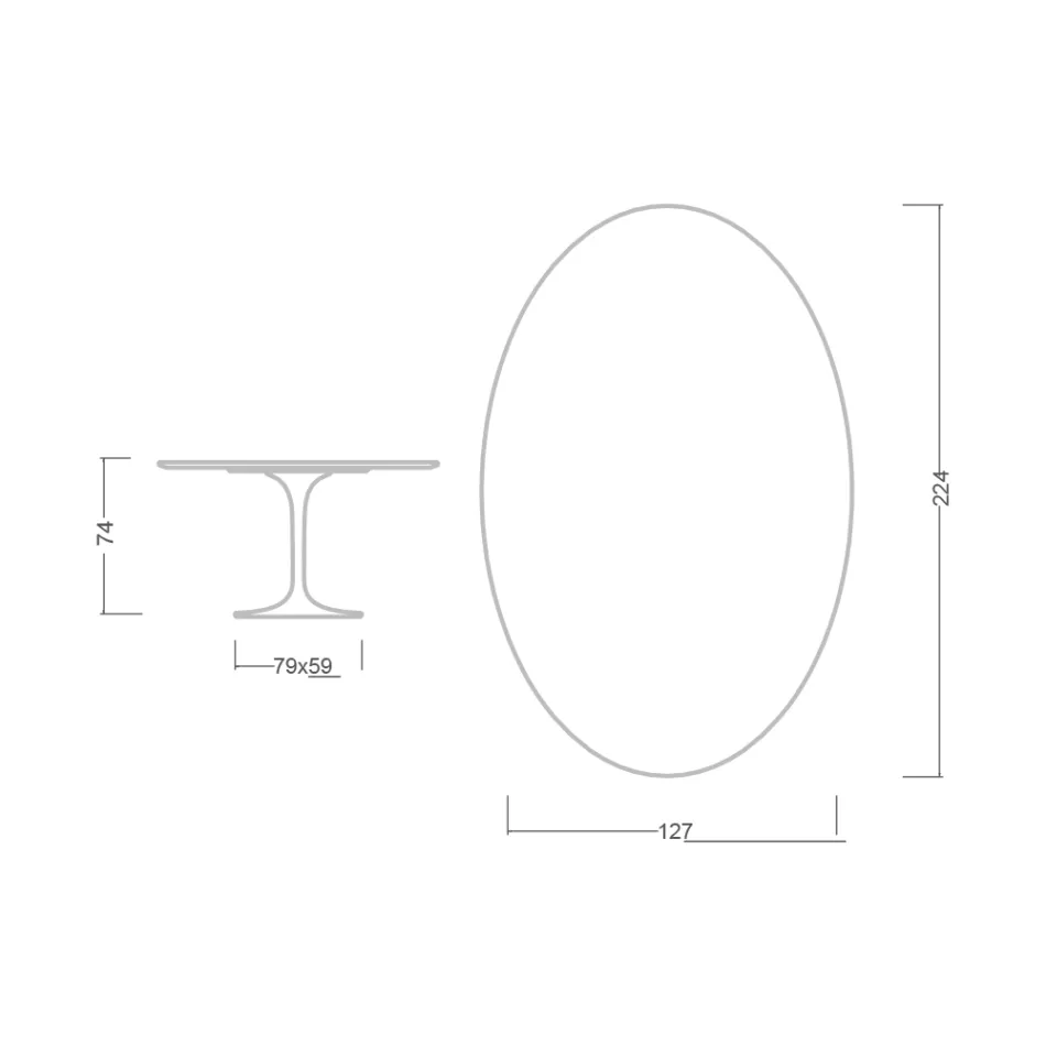 Mesa Tulipa Eero Saarinen H 74 Oval em mármore preto Marquinia Made in Italy - Escarlate Viadurini