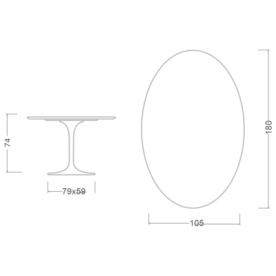 Mesa Tulipa Oval Eero Saarinen H 74 em mármore verde Alpi Made in Italy - Escarlate Viadurini