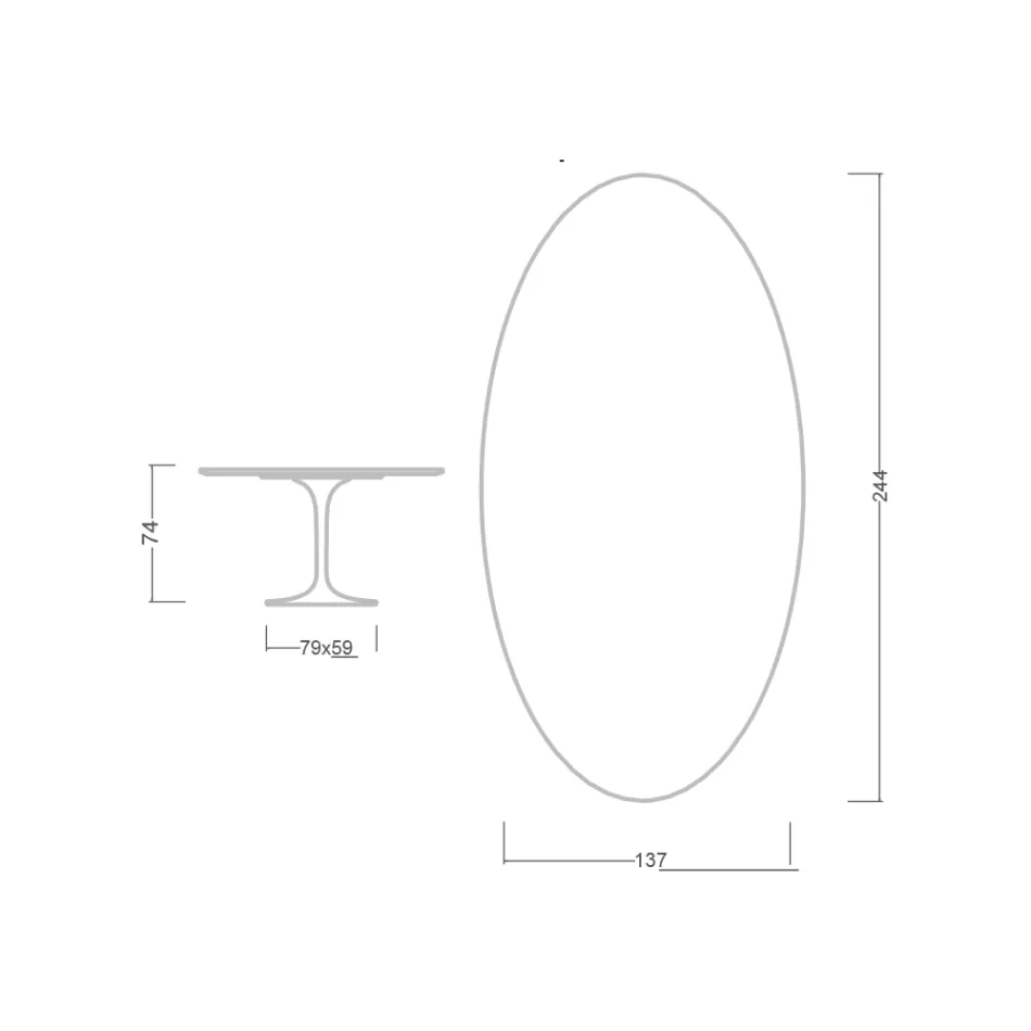 Mesa Tulipa Oval Eero Saarinen H 74 em mármore verde Alpi Made in Italy - Escarlate Viadurini