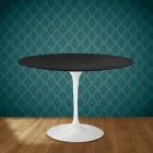 Mesa Tulipa de Eero Saarinen, 74 cm de altura, redonda, em cerâmica Domoos, fabricada na Itália - Escarlate Viadurini